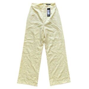 Nasty Gal NWT 'Suits You Wide-Leg' Pants Women Sz 4 Lemon Yellow Flare Retro